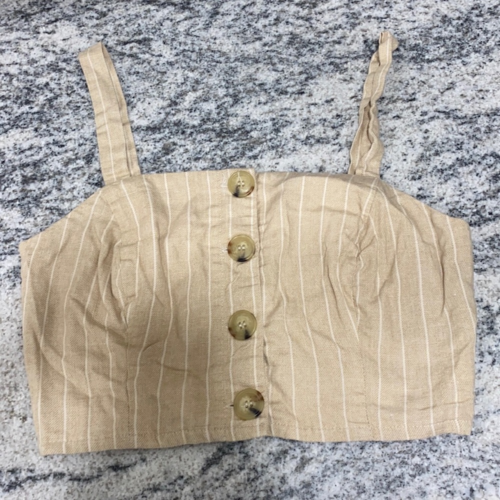 Beige and white striped crop top